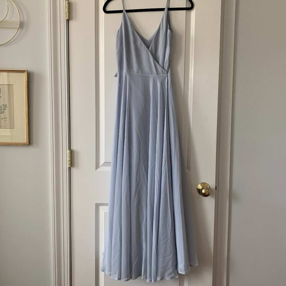 Jenny Yoo - Light Blue James Chiffon Wrap Dress (Size 4)